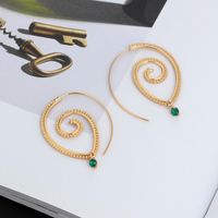 New Jewelry Trend Round Spiral Earrings Swirl Green Diamond Earrings Wholesale main image 4