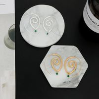 New Jewelry Trend Round Spiral Earrings Swirl Green Diamond Earrings Wholesale main image 5