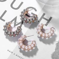 Baub Die Gleiche Legierung Diamant Perlen Ohrringe Mode Einfache Ohrringe Exquisite Kleine Ohrringe Temperament Straßen Klopfen Ohrringe main image 3