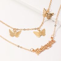 Jewelry Fashion Metal Three-dimensional Butterfly Pendant Double Layer Babygirl Necklace main image 3