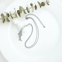 S925 Silver Earrings Long Simple Diamond Stud Earrings Fish Set main image 4