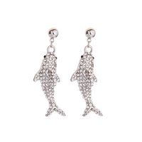 S925 Silver Earrings Long Simple Diamond Stud Earrings Fish Set main image 3