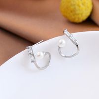 Geometric Earrings S925 Silver Diamond Earrings Korean Pearl Earrings Women main image 3