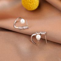 Geometric Earrings S925 Silver Diamond Earrings Korean Pearl Earrings Women main image 4