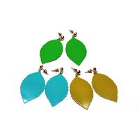 Les Fabricants Fournissent Simple Métal Feuille-shapepd Boucles D'oreilles Jaune Vert Bleu Feuille Boucles D'oreilles Mori Style Couleur Boucles D'oreilles main image 1