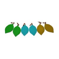 Les Fabricants Fournissent Simple Métal Feuille-shapepd Boucles D'oreilles Jaune Vert Bleu Feuille Boucles D'oreilles Mori Style Couleur Boucles D'oreilles main image 6