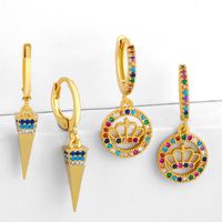 Geometric Minimalist Female Fashion Earrings With Diamond Crown Crown Pyramid Earrings main image 1