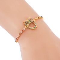Hot Selling Fashion Bracelet Female Copper Micro Inlaid Color Zircon Braided Copper Bead Pull Bracelets main image 6