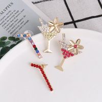 Simple Earrings Two-color Straw Cup With Color Zirconium Geometric Asymmetric Earrings Women main image 1