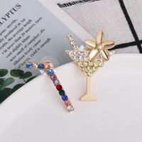 Simple Earrings Two-color Straw Cup With Color Zirconium Geometric Asymmetric Earrings Women main image 4