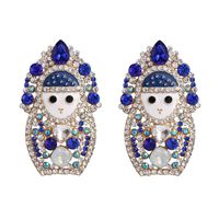 Hot Sale Doll Blue Diamond Stud Earrings Elegant Women's Jewelry Earrings Jewelry main image 3