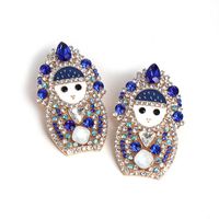 Hot Sale Doll Blue Diamond Stud Earrings Elegant Women's Jewelry Earrings Jewelry main image 4