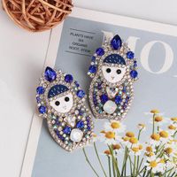 Hot Sale Doll Blue Diamond Stud Earrings Elegant Women's Jewelry Earrings Jewelry main image 5