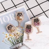Fashion Wine Glass Diamond Alloy Acrylic Earrings Ear Studs main image 5