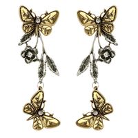 New Jewelry Retro Fashion Geometric Butterfly Leaves Flowers Alloy Long Earrings sku image 1