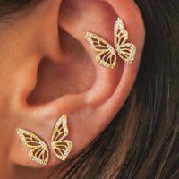 Jewelry Fashion Metal Symmetric Butterfly Earring Set 4 Women sku image 1