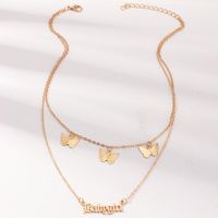 Jewelry Fashion Metal Three-dimensional Butterfly Pendant Double Layer Babygirl Necklace sku image 1