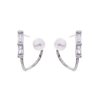 Geometric Earrings S925 Silver Diamond Earrings Korean Pearl Earrings Women sku image 1