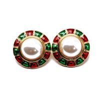 Hersteller Liefern Runde Perlen Ohrringe, Ohrringe, Rote Grüne Tropf Perlen, Silberne Nadel Ohrringe, Ohrringe sku image 1
