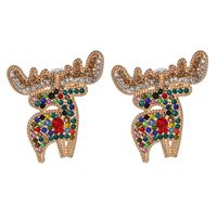 53037 Ohrringe Weibliche Europäische Und Amerikanische Übertriebene Große Marke Elch Voller Diamanten Mit Diamanten Ohrringe Internet-promi-wald Weihnachts Ohrringe sku image 2