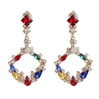 Diamond Geometrical Earrings Colorful Earrings Vintage Color Crystal Stud Earrings sku image 2