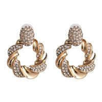 Simple Thick Circle Button Twist Earrings Diamond Earrings Women sku image 2