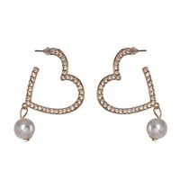 Fashion Heart Shaped Diamond Earrings With Diamonds And Pearl Earrings sku image 2