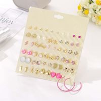 Pink Love Cute 30 Pairs Stud Earring Set Golden Moon Earrings Ornaments main image 5