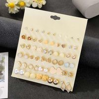Vintage Studded Rhinestone Flower Pearl Earrings 30 Pairs Of Gold Earrings main image 1