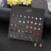 Popular 20 Pairs Rhinestone Wing Pearl Earrings Set Card Earrings main image 1