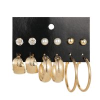 Korean Earrings 6 Pairs Of Rhinestones Set Earrings main image 6