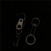 Europäische Und Amerikanische Übertriebene Ring Kette Asymmetrische Ohrringe Harajuku Hip Hop Punk Heavy Metal Reiß Verschluss Ohrringe Ohrringe main image 4