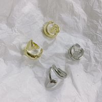 Metal Simple Rattan Wrap Leaves Ear Bone Clip Stud Earrings Open Tail Ring main image 6