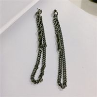 Black Extra Long Chain Tassel Double Bow Earring S925 Silver Earrings main image 1