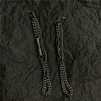 Black Extra Long Chain Tassel Double Bow Earring S925 Silver Earrings main image 3