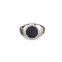 Glossy Bright Silver Ring Black Gem Engraved Number 4 Retro Couple Ring Ring main image 3