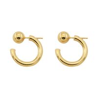 Metal Arc Earrings Gold Bean Ear Studs Back Insert C-shaped Earrings main image 6