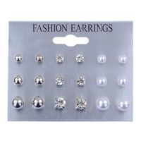 Jewelry Pearl Rhinestone Earrings Stud Earrings 9 Pairs Board Set main image 1