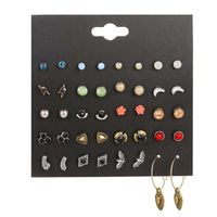 Popular 20 Pairs Rhinestone Wing Pearl Earrings Set Card Earrings sku image 1