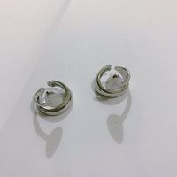 Metal Simple Rattan Wrap Leaves Ear Bone Clip Stud Earrings Open Tail Ring sku image 1