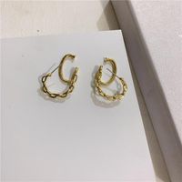 Hollow Fake Double Loop Design Earrings sku image 1