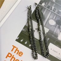 Black Extra Long Chain Tassel Double Bow Earring S925 Silver Earrings sku image 1