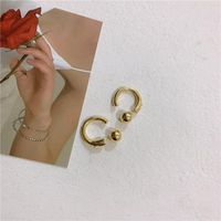 Metal Arc Earrings Gold Bean Ear Studs Back Insert C-shaped Earrings sku image 1
