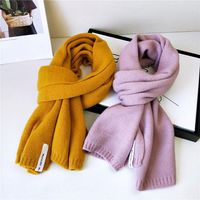 Solid Color Scarf Female Winter Long Thick Couple Knitted Wool Fashion Scarf Student Warm Scarf main image 6