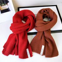 Solid Color Scarf Female Winter Long Thick Couple Knitted Wool Fashion Scarf Student Warm Scarf main image 4