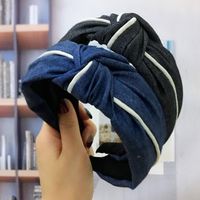 Headband High-end Denim Clip Hair Accessories Korean Style Wide-necked Knotted Fabric Hair Hoop main image 1