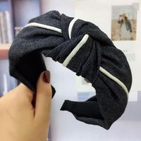 Headband High-end Denim Clip Hair Accessories Korean Style Wide-necked Knotted Fabric Hair Hoop main image 4