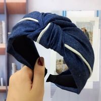 Headband High-end Denim Clip Hair Accessories Korean Style Wide-necked Knotted Fabric Hair Hoop main image 5