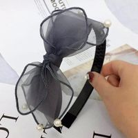 New Headband Korean Mesh Gauze Pearl Hair Accessories Non-slip Bow Headband Women main image 3