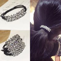 Korean Hair Accessories Zircon Crystal Rhinestones Super Flash Flowers High Elastic Hair Rope Headband main image 1